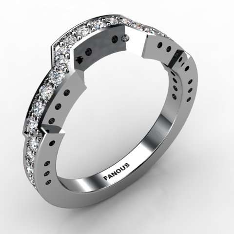 18k White Gold Wedding Band 0.680cts SKU: 0300747-18kw