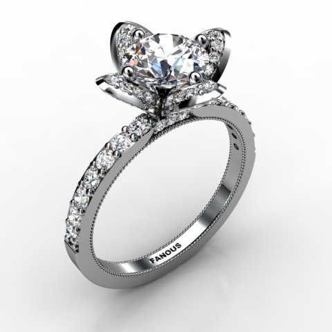18k White Gold Engagement Ring 0.904ct - 0200989-18kw